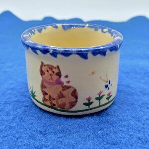 Vintage Alpine Pottery Roseville Cat Mini Butter Crock Votive Holder Trinket USA